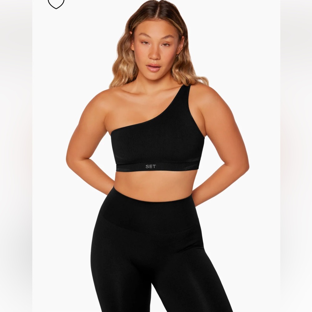 SET Active Ribbed One Shoulder Bra - Pepper